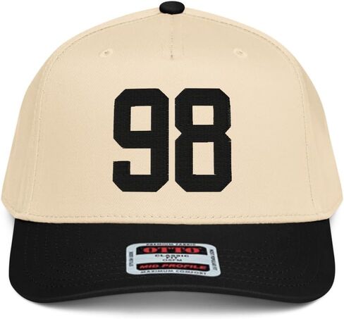 NX1 Team Number 98 Embroidered 2 Tone Hat Mid Crown Curved Bill Snapback Cap for Men and Women in Saudi Arabia