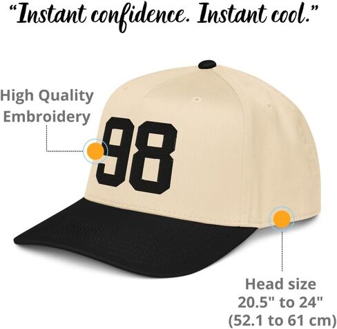 NX1 Team Number 98 Embroidered 2 Tone Hat Mid Crown Curved Bill Snapback Cap for Men and Women in Saudi Arabia