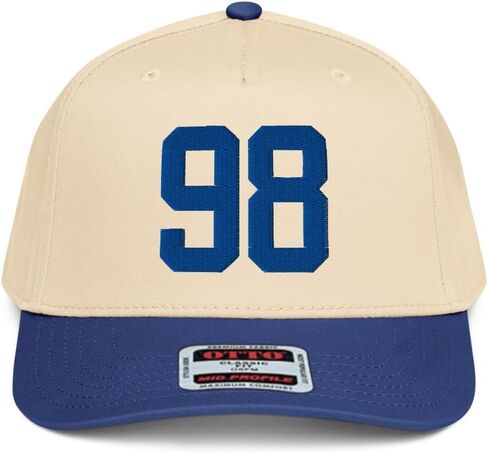 NX1 Team Number 98 Embroidered 2 Tone Hat Mid Crown Curved Bill Snapback Cap for Men and Women in Saudi Arabia