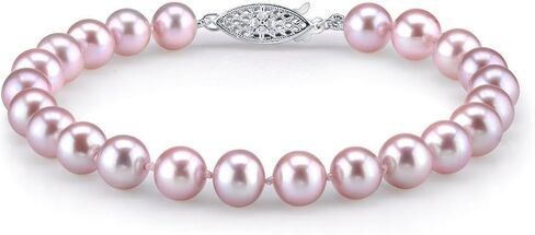 The Pearl Source 14K Gold 8-9mm AAA Quality Round Pink Freshwater Cultured Pearl Bracelet for Women in Saudi Arabia
