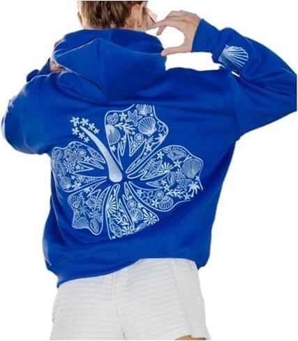 QYZ-Top Preppy Embroidered Hoodies Women Teen Girls Cute Ocean Graphic Hoodied Sweatshirt Y2K Long Sleeve Oversized Tops in Saudi Arabia