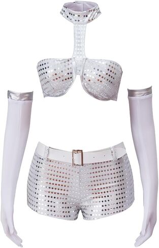 MelangCos Fembot Cosplay Costume Halloween Sexy Feather Lingerie Dress Outfit in Saudi Arabia