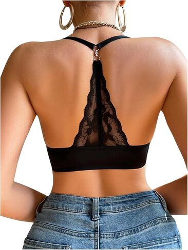 SweatyRocks Women's Push Up Bra Racerback Front Closure Bras Plunge Underwire Lace Tshirt Bra in Saudi Arabia