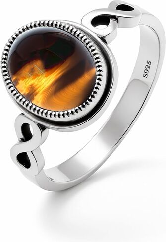 Womens Oval Agate Gemstone Infinity Ring,Retro 925 Sterling Silver, Knot Ring for Women Statement in Saudi Arabia