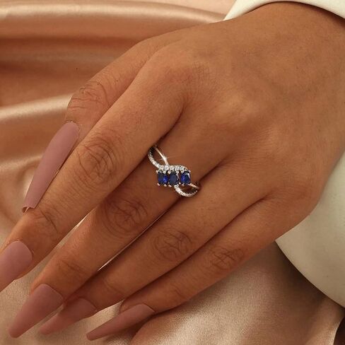 1pc Three Oval Shiny Zirconia Geometric Ring-shaped Rings for Women Exquisite Light Luxury Rings Ladies Fine Jewelry Daily Life Dating Decor For Prom Party in Saudi Arabia