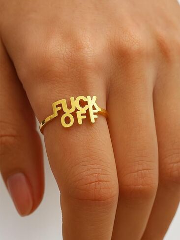 1PC Gold Letter Ring for Women, Fashion Accessory for Casual Wear, Unique Rings for Personal Style(Gold) in Saudi Arabia