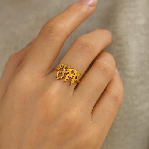 1PC Gold Letter Ring for Women, Fashion Accessory for Casual Wear, Unique Rings for Personal Style(Gold) in Saudi Arabia
