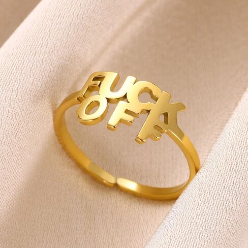 1PC Gold Letter Ring for Women, Fashion Accessory for Casual Wear, Unique Rings for Personal Style(Gold) in Saudi Arabia