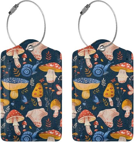 2 Pack Cartoon Cute Raccoon Leaves Luggage Tags for Suitcases, Leather Baggage Tag with Loop, Funny Cool Name Id Card Cover Travel Bag Labels Set for Women Men Boys Girls Kids in Saudi Arabia