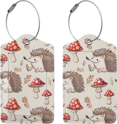 2 Pack Cartoon Cute Raccoon Leaves Luggage Tags for Suitcases, Leather Baggage Tag with Loop, Funny Cool Name Id Card Cover Travel Bag Labels Set for Women Men Boys Girls Kids in Saudi Arabia