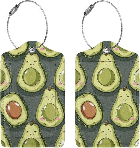 2 Pack Cartoon Cute Raccoon Leaves Luggage Tags for Suitcases, Leather Baggage Tag with Loop, Funny Cool Name Id Card Cover Travel Bag Labels Set for Women Men Boys Girls Kids in Saudi Arabia