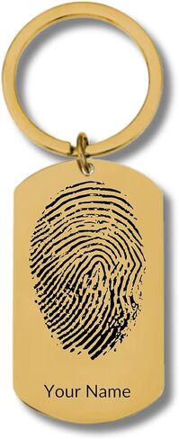 Stainless Steel Rectangular Keychain, Your Custom Fingerprint, Personalized Engraving Included in Saudi Arabia