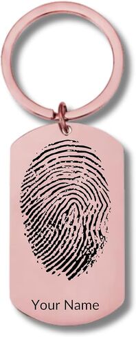 Stainless Steel Rectangular Keychain, Your Custom Fingerprint, Personalized Engraving Included in Saudi Arabia