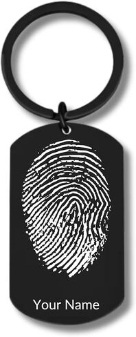 Stainless Steel Rectangular Keychain, Your Custom Fingerprint, Personalized Engraving Included in Saudi Arabia