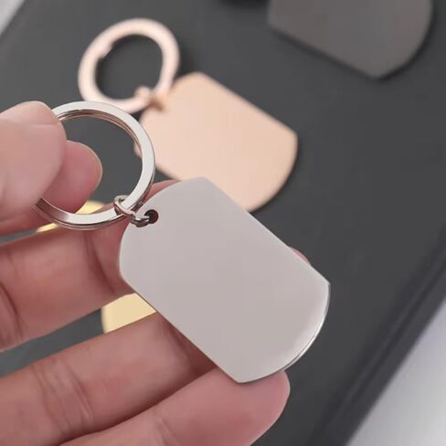 Stainless Steel Rectangular Keychain, Your Custom Fingerprint, Personalized Engraving Included in Saudi Arabia