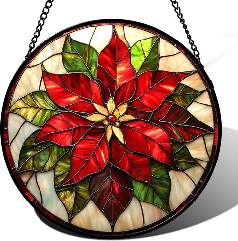 Stained Glass Window Hanging - Orange Blue Dragonfly Flower Suncatcher for Doors Window Home Sun Catchers Decor Christmas Mother's Day Birthday Outdoor Gifts for Women Men Mom Nana 14.9 in in Saudi Arabia