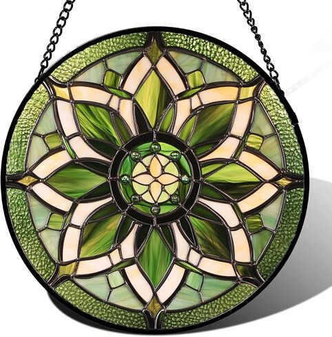 Stained Glass Window Hanging - Orange Blue Dragonfly Flower Suncatcher for Doors Window Home Sun Catchers Decor Christmas Mother's Day Birthday Outdoor Gifts for Women Men Mom Nana 14.9 in in Saudi Arabia