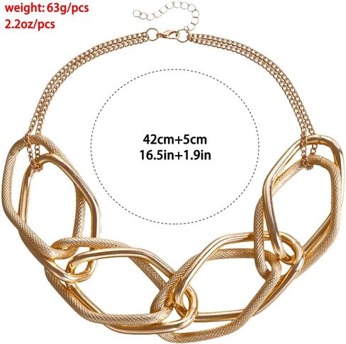 GIGB PBDK Chunky Gold Necklaces for Women Exaggerated Large Chain Choker Necklace Irregular Geometric Round Statement Necklace Trendy Hip Hop Jewelry Accessory in Saudi Arabia