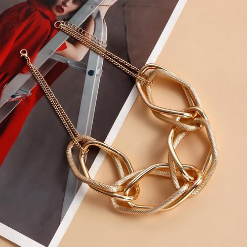 GIGB PBDK Chunky Gold Necklaces for Women Exaggerated Large Chain Choker Necklace Irregular Geometric Round Statement Necklace Trendy Hip Hop Jewelry Accessory in Saudi Arabia