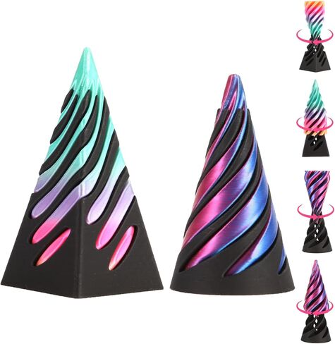 Pyramid Spiral Cone Toy - Reversible Passthrough Sculpture for Calmness & Relaxation - Impossible 3D Printed Optical Illusion Gadget, Fidget Desk Toy for Kids & Adults in Kuwait