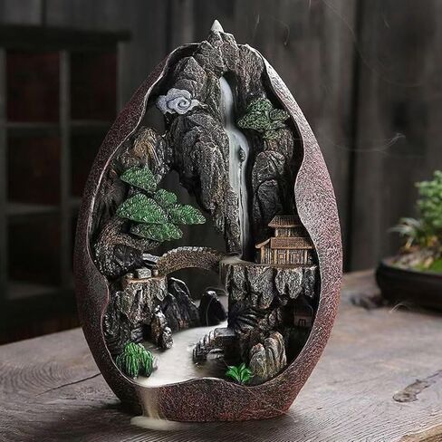 Mountain Waterfall Incense Burner Backflow Cascading Back Flow Incense Cone Holder Yoga Meditation Decor for Room in Saudi Arabia