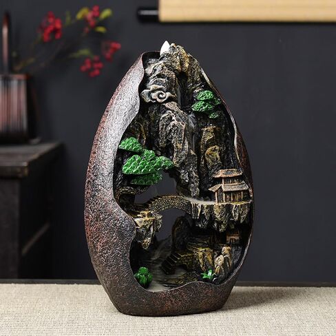 Mountain Waterfall Incense Burner Backflow Cascading Back Flow Incense Cone Holder Yoga Meditation Decor for Room in Saudi Arabia