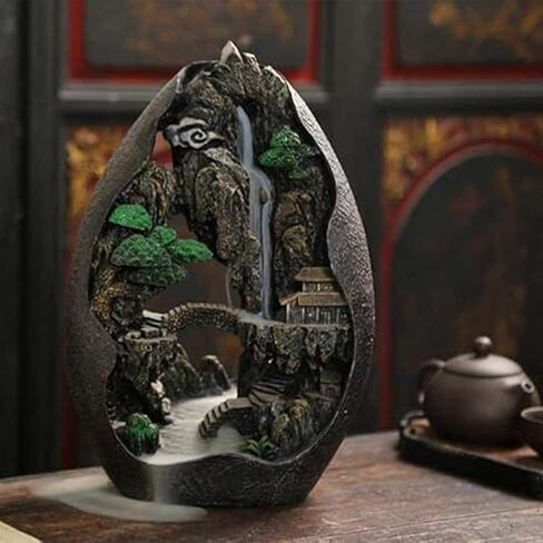 Mountain Waterfall Incense Burner Backflow Cascading Back Flow Incense Cone Holder Yoga Meditation Decor for Room in Saudi Arabia