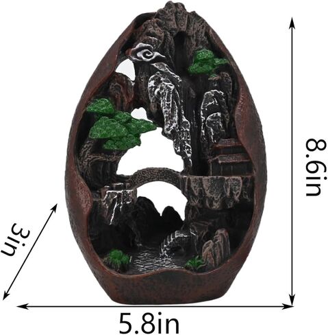 Mountain Waterfall Incense Burner Backflow Cascading Back Flow Incense Cone Holder Yoga Meditation Decor for Room in Saudi Arabia