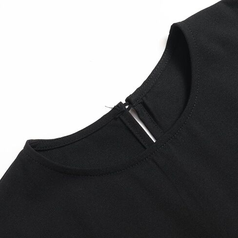 Women's Contrast Mesh Pearl Sheer Long Sleeve Blouse Crew Neck Casual Tops Shirts in Saudi Arabia