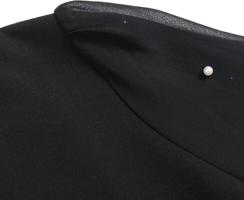 Women's Contrast Mesh Pearl Sheer Long Sleeve Blouse Crew Neck Casual Tops Shirts in Saudi Arabia