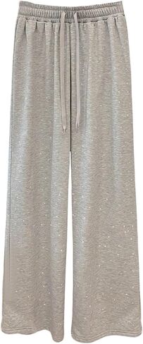 SHENHE Women's Baggy Sweatpants Wide Leg Drawstring Rhinestone Casual Loose Pants with Pockets in Saudi Arabia