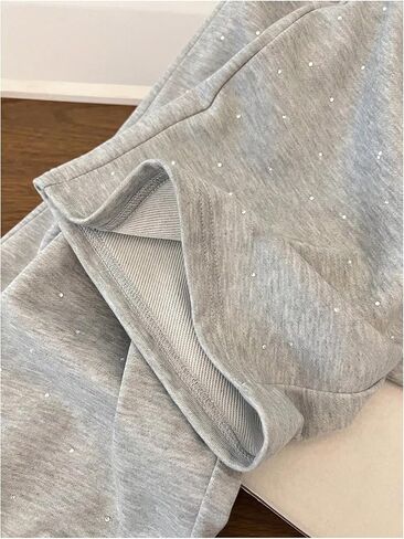 SHENHE Women's Baggy Sweatpants Wide Leg Drawstring Rhinestone Casual Loose Pants with Pockets in Saudi Arabia