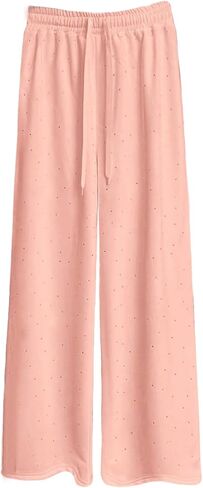 SHENHE Women's Baggy Sweatpants Wide Leg Drawstring Rhinestone Casual Loose Pants with Pockets in Saudi Arabia