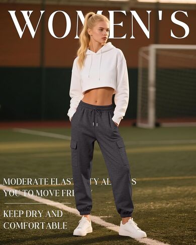 Neer 3 Pack Women's Cargo Sweatpants Joggers Pants Causal Gym Athletic Workout High Waist Bottom Y2k Fall Outfits with Pocket in Saudi Arabia