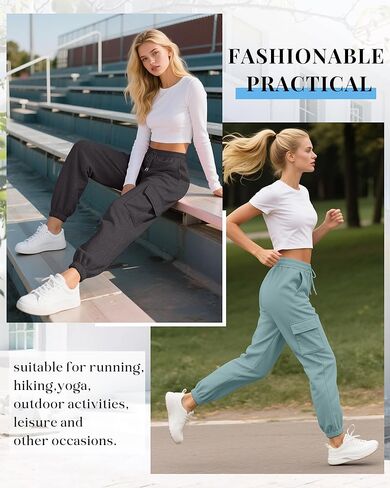 Neer 3 Pack Women's Cargo Sweatpants Joggers Pants Causal Gym Athletic Workout High Waist Bottom Y2k Fall Outfits with Pocket in Saudi Arabia
