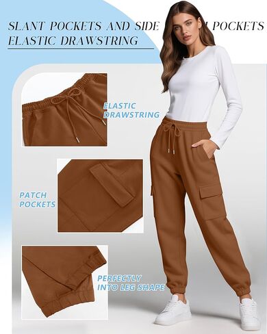 Neer 3 Pack Women's Cargo Sweatpants Joggers Pants Causal Gym Athletic Workout High Waist Bottom Y2k Fall Outfits with Pocket in Saudi Arabia