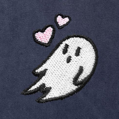 DALIX Heartly Ghost Embroidery Washed Midweight Jogger Fleece Sweatpants Soft Lounge Pant Drawstring Waistband Pockets Womens in Saudi Arabia