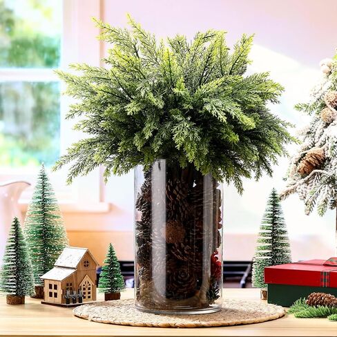 Giegxin 54 Pcs Red Christmas Centerpiece for Table DIY Farmhouse Xmas Decor for Dinning Table 6 Artificial Pine Branches 47 Red Vase Filler Balls 1 Glass Vase for Kitchen Tabletop Decor in Saudi Arabia