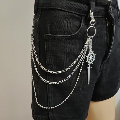 Punk Sword Pants Chain Hip Hop Wallet/Pocket/Jean/Belt Chain Goth Accessories for Women Men Gothing Hip Hop Biker Keychain Accessories in Saudi Arabia