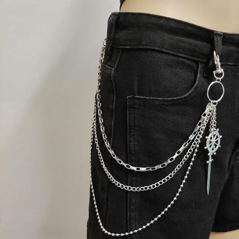 Punk Sword Pants Chain Hip Hop Wallet/Pocket/Jean/Belt Chain Goth Accessories for Women Men Gothing Hip Hop Biker Keychain Accessories in Saudi Arabia