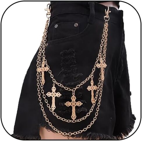 Punk Cross Pants Chain for Women Men Cross Layered Pants Chain Pocket Chains Jeans Chains Hip Hop Punk Halloween Jewelry in Saudi Arabia