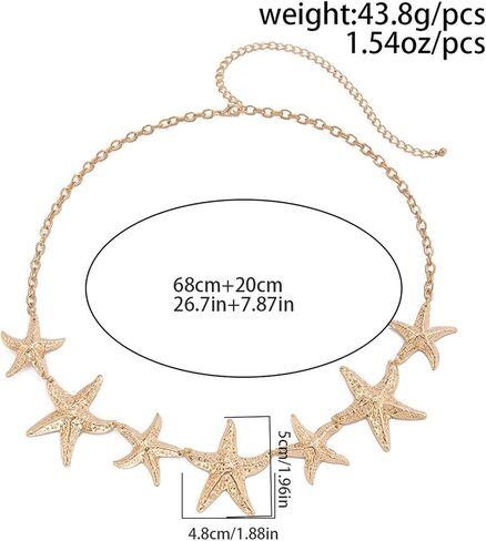 Starfish Waist Chains for Women Gold Silver Beach Waist Chain Ocean style Body Chain Belly Big Starfish Belt Body Chains Adjustable Beach Style Body Jewelry in Saudi Arabia