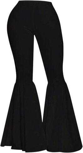 SOLY HUX Women's Plus Size Flare Pants Elastic Waist Ruffle Bell Bottom Pants Long Trousers in Saudi Arabia