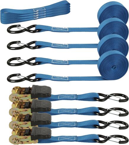 2Pack Heavy Duty Ratchet Straps, 2in 33ft Tie Down Straps with Double J Hook, Durable Cargo Ratchet Straps for Moving and Securing Cargo Lawn Equipment and Motorcycles in Kuwait