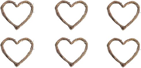 Natural Grapevine Wreath, 4 Inch Heart Shape Craft Ring, 6-Pack | Versatile Base for DIY Crafts & Rustic Decor, Perfect for Holiday, Wedding, and Seasonal Displays Made from Rattan Vine Branch in Saudi Arabia