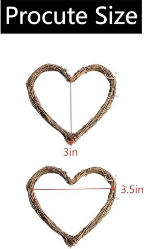 Natural Grapevine Wreath, 4 Inch Heart Shape Craft Ring, 6-Pack | Versatile Base for DIY Crafts & Rustic Decor, Perfect for Holiday, Wedding, and Seasonal Displays Made from Rattan Vine Branch in Saudi Arabia