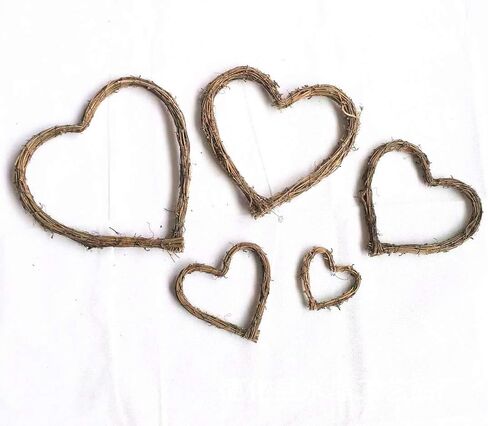 Natural Grapevine Wreath, 4 Inch Heart Shape Craft Ring, 6-Pack | Versatile Base for DIY Crafts & Rustic Decor, Perfect for Holiday, Wedding, and Seasonal Displays Made from Rattan Vine Branch in Saudi Arabia
