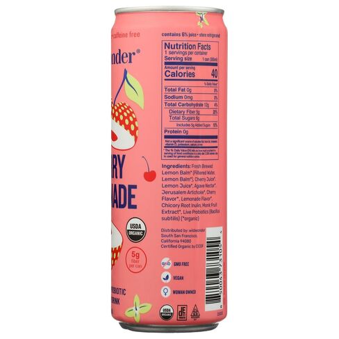 Wild Wonder Organic Cherry Lemonade Sparkling Probiotic Drink, 12 FZ in Saudi Arabia