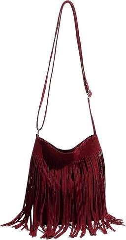 OYOANGLE Women's Fringe Hobo Bags Adjustable Strap Tassel Crossbody Bags Hippie Western Purse Cowgirl Shoulder Bag in Saudi Arabia