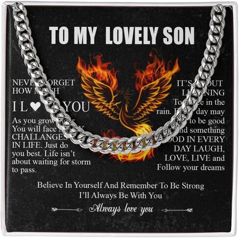 Son Cuban Chain Necklace, Lovely Son Gift Necklace, Gift For Son From Mom And Dad, To My Amazing Son Cuban Link Chain Necklace For Him, Son Necklace Gift, Christmas And Graduation Gift For Son in Saudi Arabia